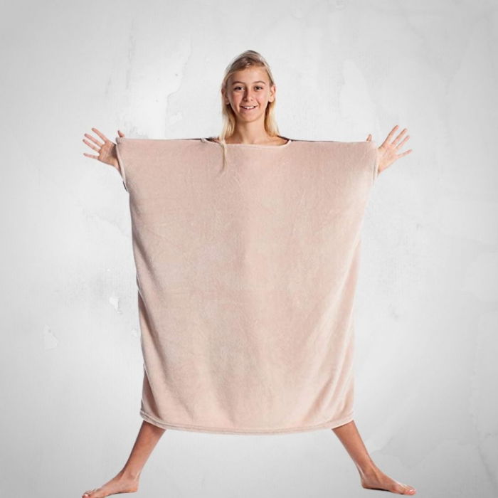 Patura cu maneci pentru copii, Cozy Brownie, 240g/mp [4]