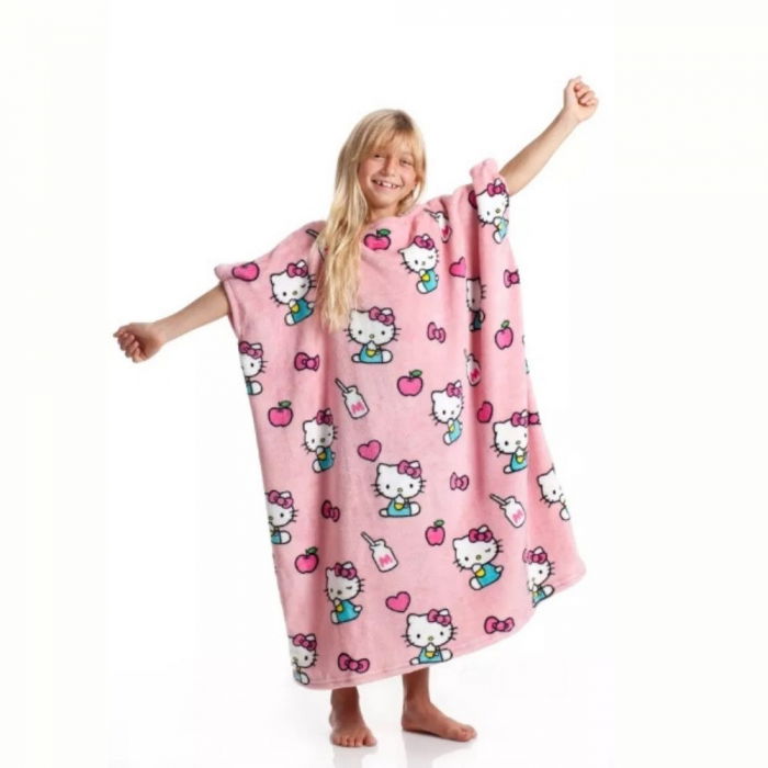 Patura cu maneci pentru copii, Hello Kitty, 240g/mp [2]