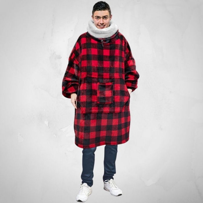 Hanorac Patura cu maneci si buzunar, gluga retractabila, Captusita, Super Calduroasa, Cool Stuff, 430 g/mp [4]