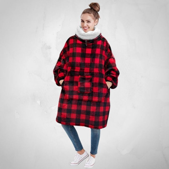 Hanorac Patura cu maneci si buzunar, gluga retractabila, Captusita, Super Calduroasa, Cool Stuff, 430 g/mp [3]