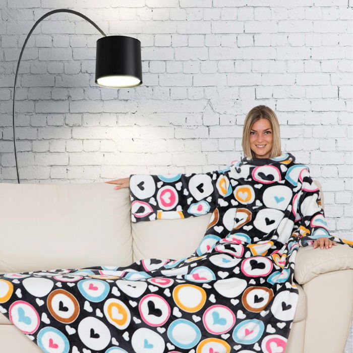 Patura cu maneci si buzunar, Inimioare Deluxe, 240g/mp [1]