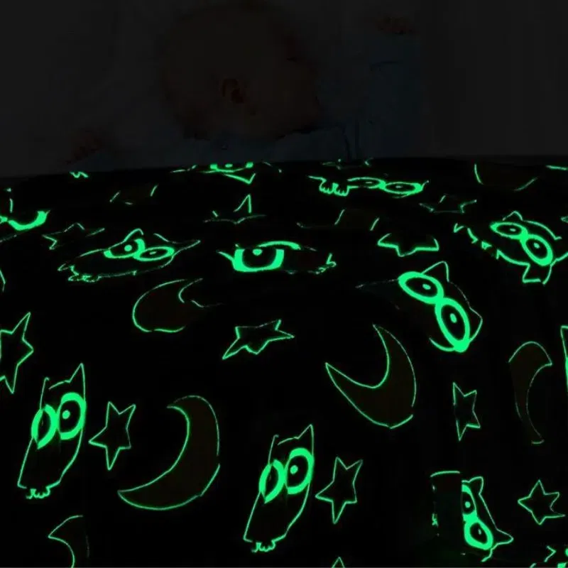 Patura Fosforescenta cu Bufnite Flanel 130 x 150 cm [3]