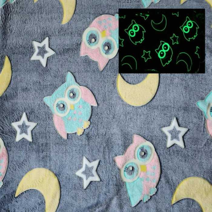 Patura Fosforescenta cu Bufnite Flanel 130 x 150 cm [8]