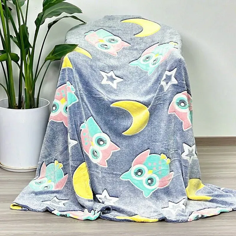 Patura Fosforescenta cu Bufnite Flanel 130 x 150 cm [5]