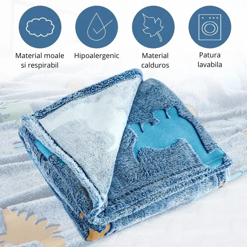 Patura Fosforescenta cu Dinozauri Flanel 130 x 150 cm [10]