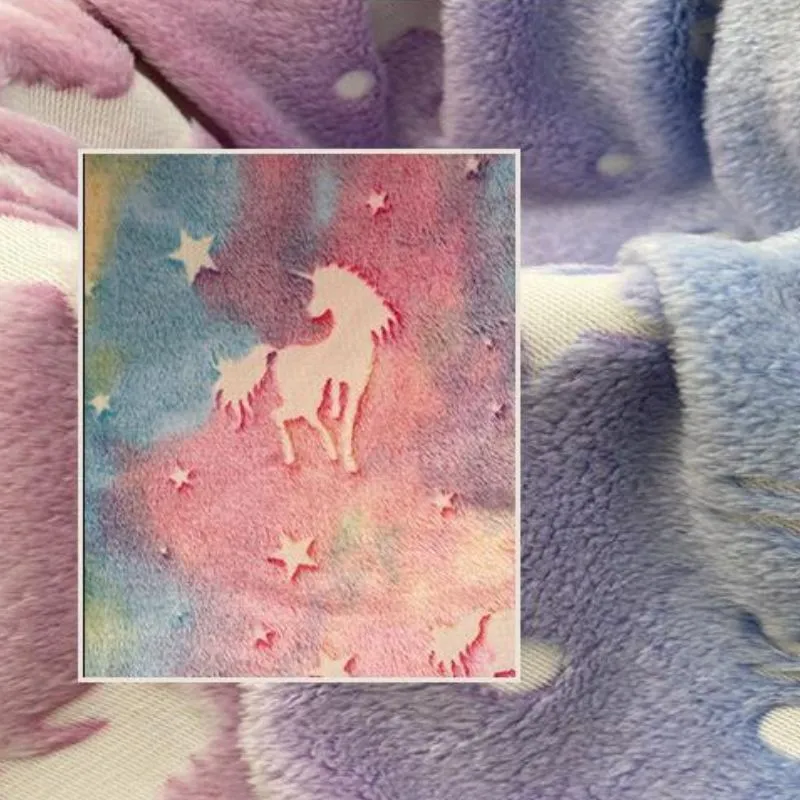 Patura Fosforescenta cu Unicorni Flanel 130 x 150 cm [8]