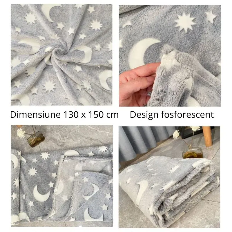 Patura Luna Fosforescenta Gri Flanel 130 x 150 cm [10]