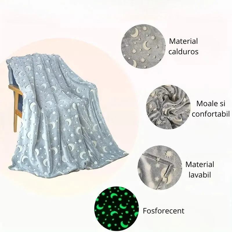 Patura Luna Fosforescenta Gri Flanel 130 x 150 cm [9]