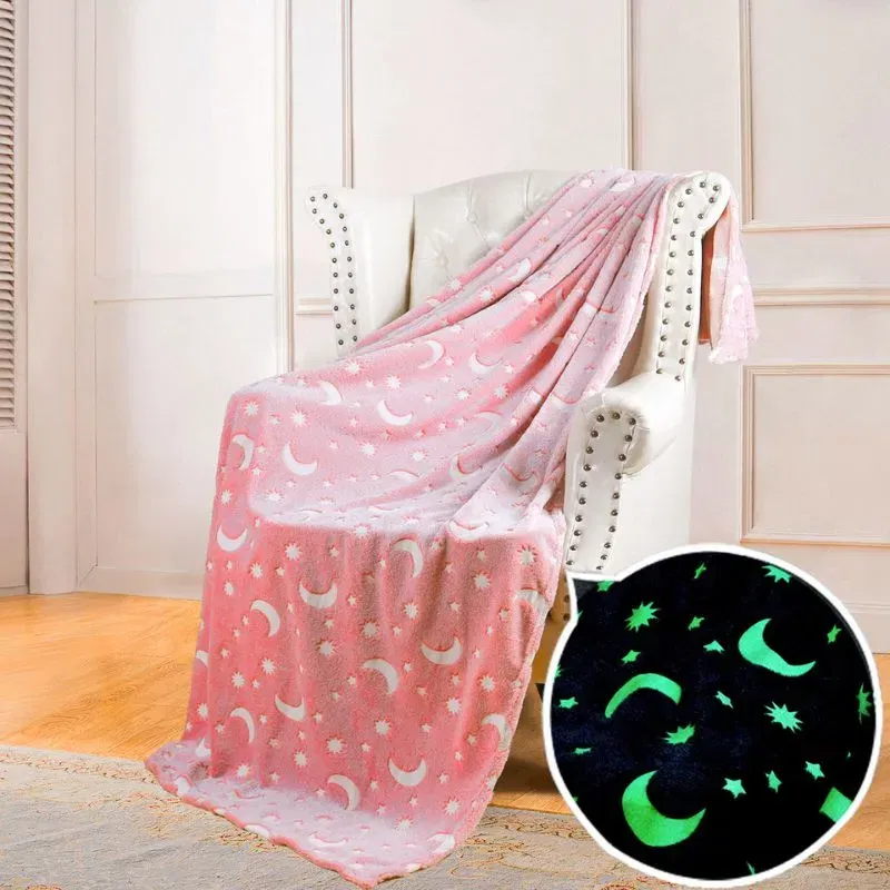 Patura Luna Fosforescenta Roz Flanel  130 x 150 cm [6]