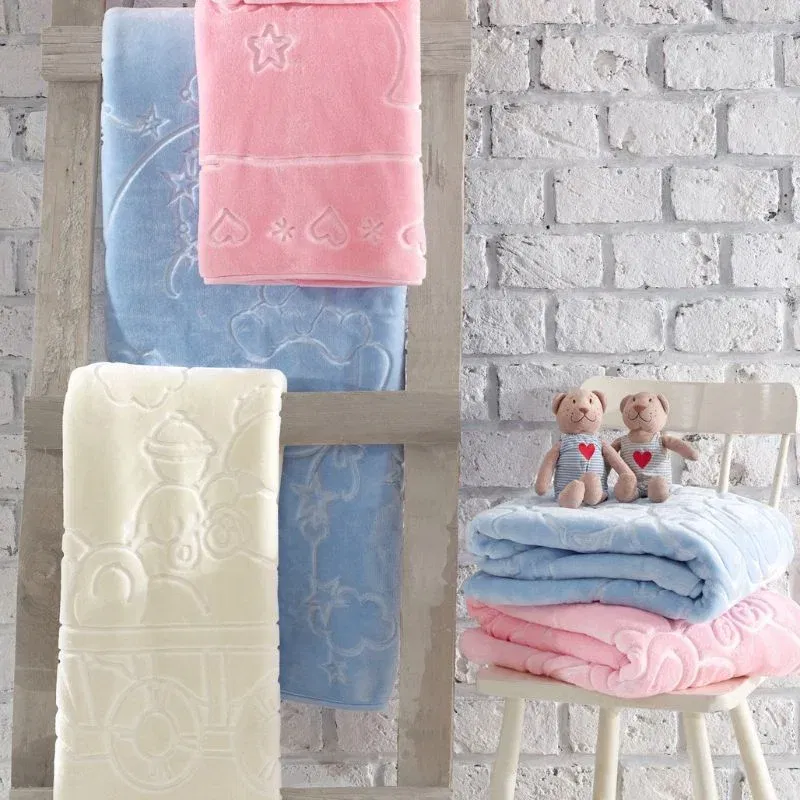 Paturica Emboss Baby - Albastru, 100x120 cm [1]