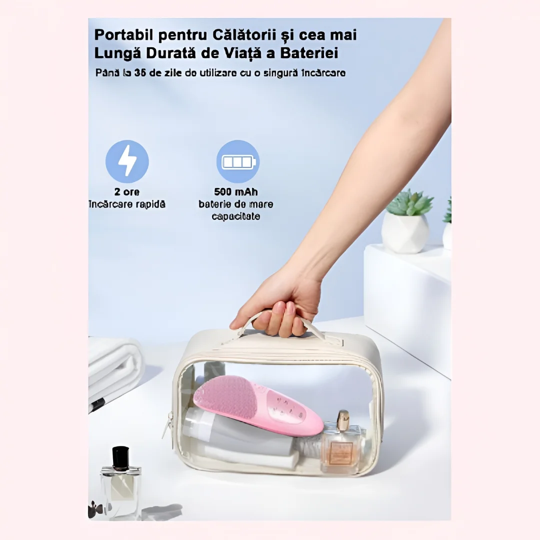 Perie faciala electrica 5 in 1 pentru curatare si exfoliere, cu vibratii, reincarcabila [15]