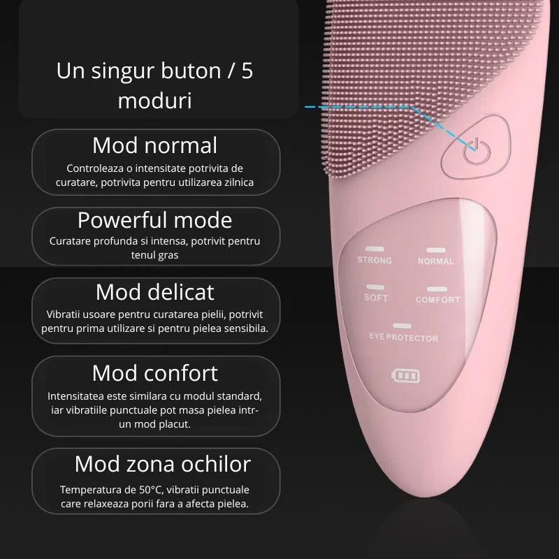 Perie faciala electrica 5 in 1 pentru curatare si exfoliere, cu vibratii, reincarcabila [8]