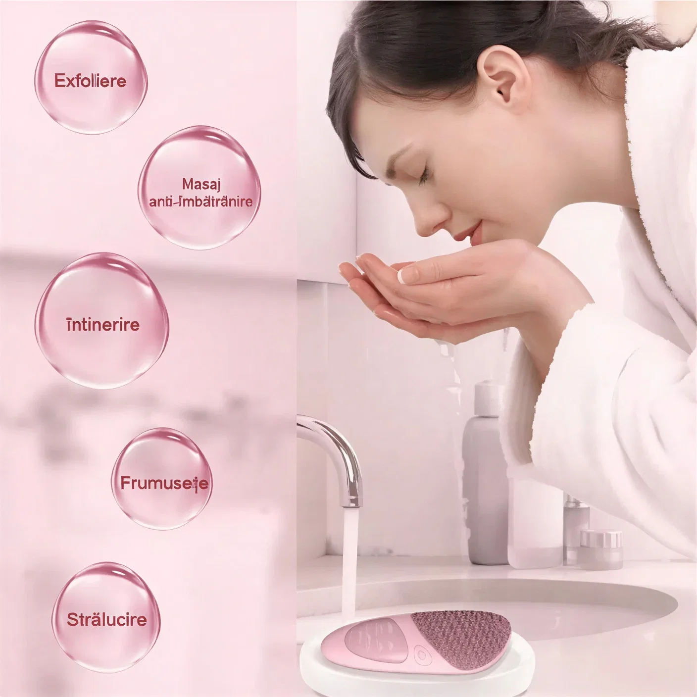 Perie faciala electrica 5 in 1 pentru curatare si exfoliere, cu vibratii, reincarcabila [11]