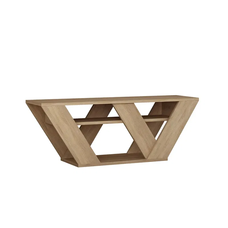 Pipralla comoda TV, stejar, design elegant, multiple rafturi [2]