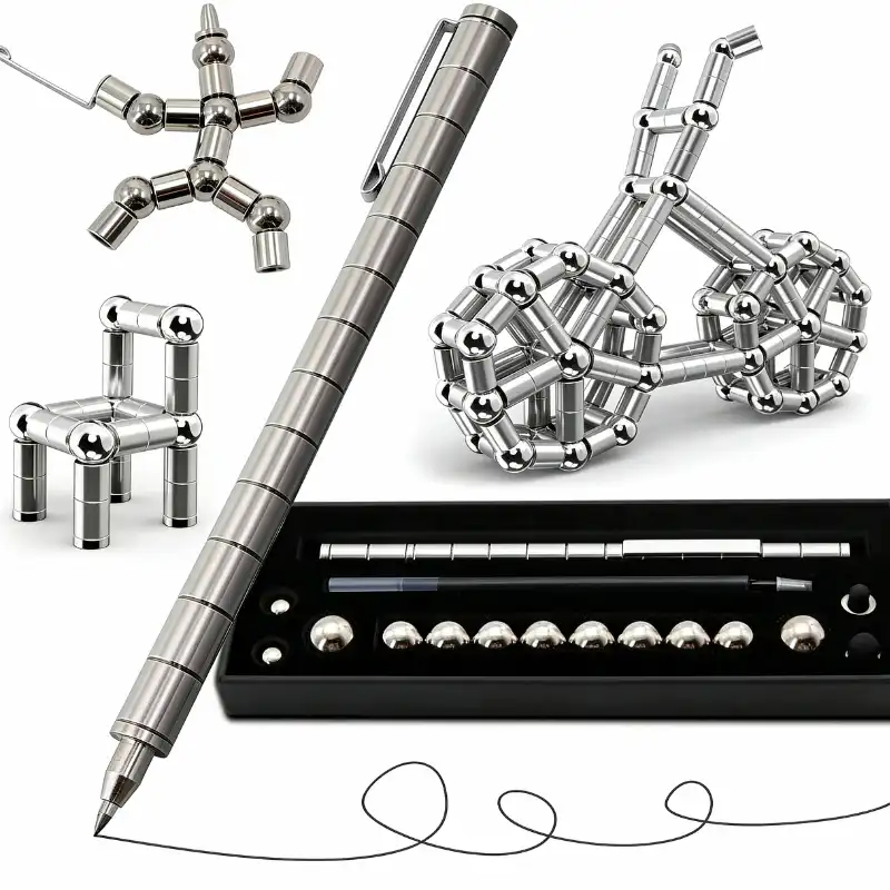 Pix Antistres cu Magnet, Argintiu – Jucărie Magnetică pentru Birou [1]