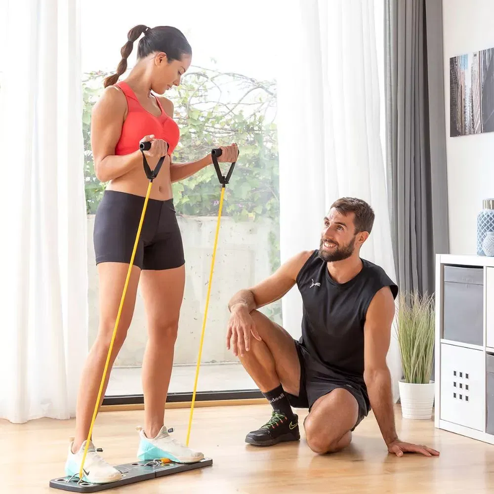 Placa fitness cu benzi elastice de rezistenta si ghid exercitii [1]