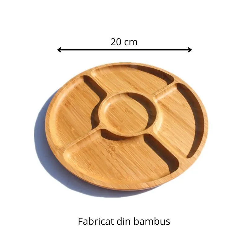 Platou pentru gustari din bambus cu 5 compartimente 20 cm [4]