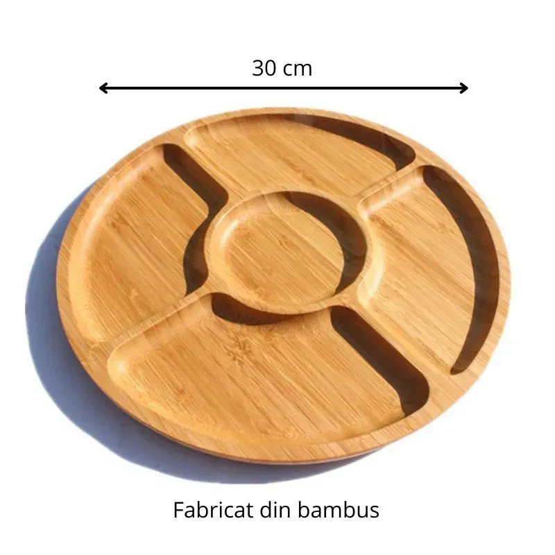 Platou pentru gustari din bambus cu 5 compartimente 30 cm [4]