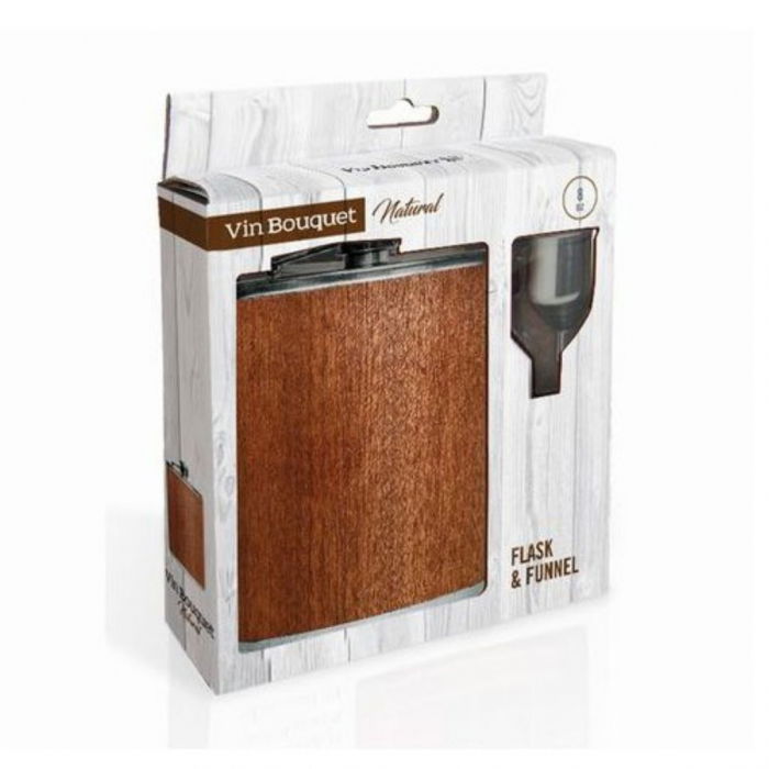 Plosca din otel inoxidabil, imbracata-n lemn, Marron [4]