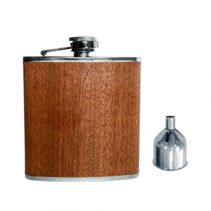 Plosca din otel inoxidabil, imbracata-n lemn, Marron [3]