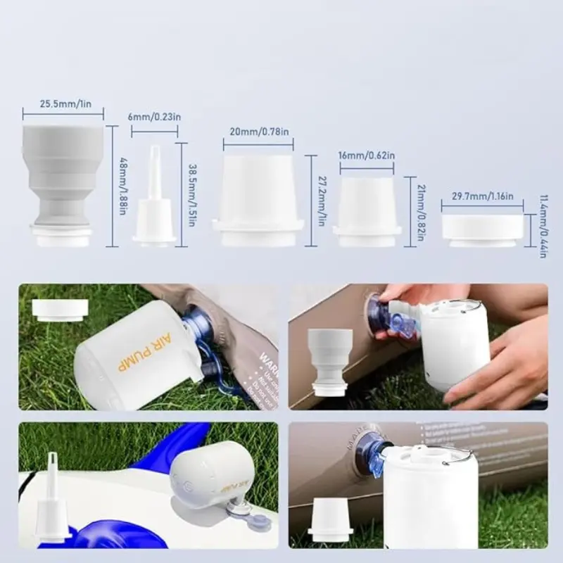 Pompa de aer portabila cu lanterna si baterie reincarcabila – ideala pentru saltele, camping si excursii [3]