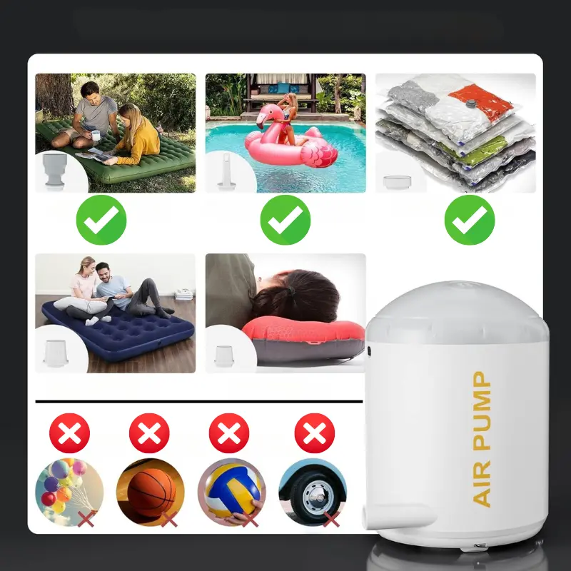 Pompa de aer portabila cu lanterna si baterie reincarcabila – ideala pentru saltele, camping si excursii [6]