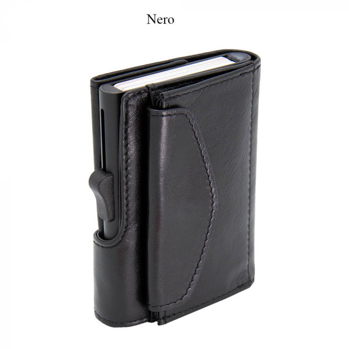 Portofel Carduri RFID XL din piele cu buzunar de monede [3]