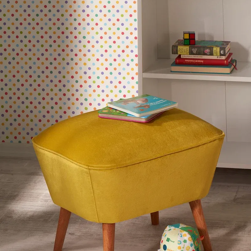 Pouf Lake View mustar, model hexagonal, cadru din lemn [1]