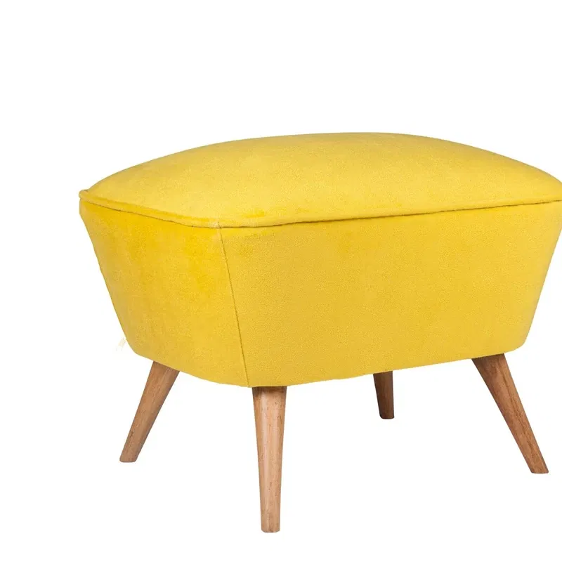 Pouf Lake View mustar, model hexagonal, cadru din lemn [6]