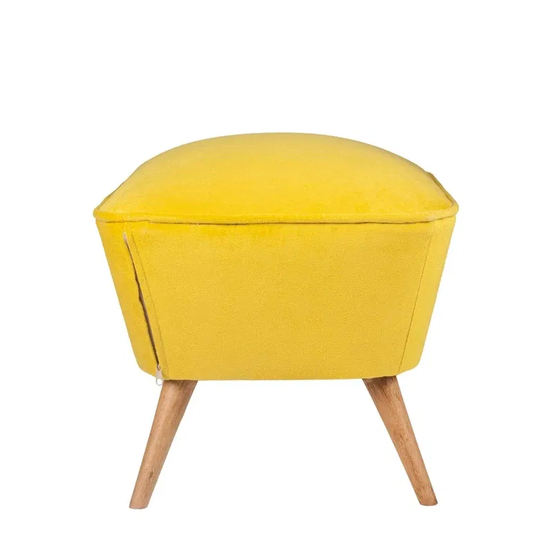 Pouf Lake View mustar, model hexagonal, cadru din lemn [4]