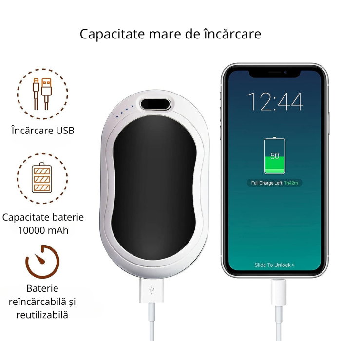 Powerbank cu incalzire pentru maini 55 grade Bucuria frigurosilor 10000mAh [19]