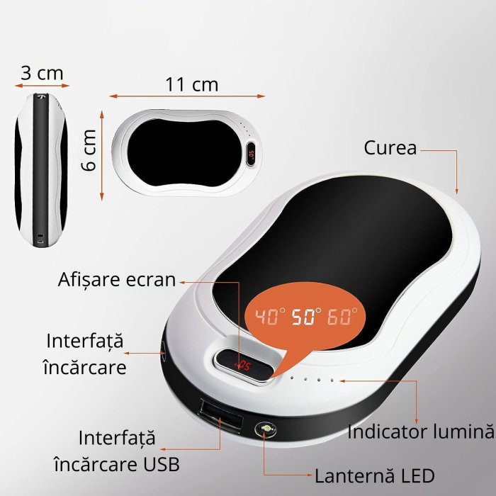 Powerbank cu incalzire pentru maini 55 grade Bucuria frigurosilor 10000mAh [16]