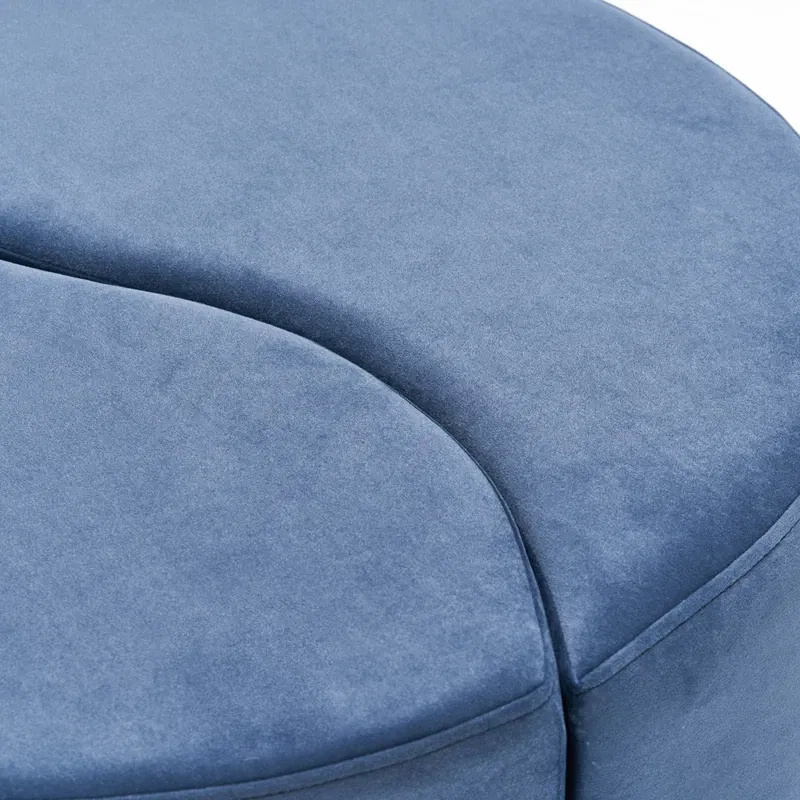 Puf Alis, albastru, forma rotunda, catifea fina, elegant si practic [6]