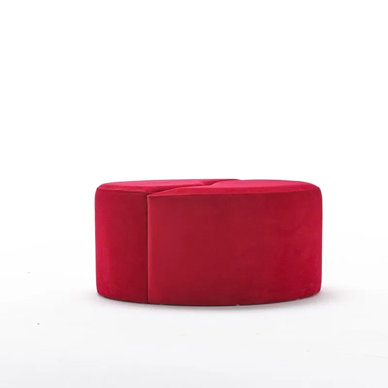 Puf Alis, rosu, catifea premium, confortabil si elegant [4]