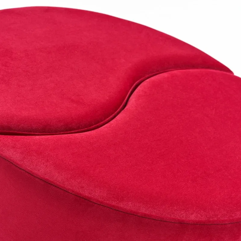 Puf Alis, rosu, catifea premium, confortabil si elegant [3]