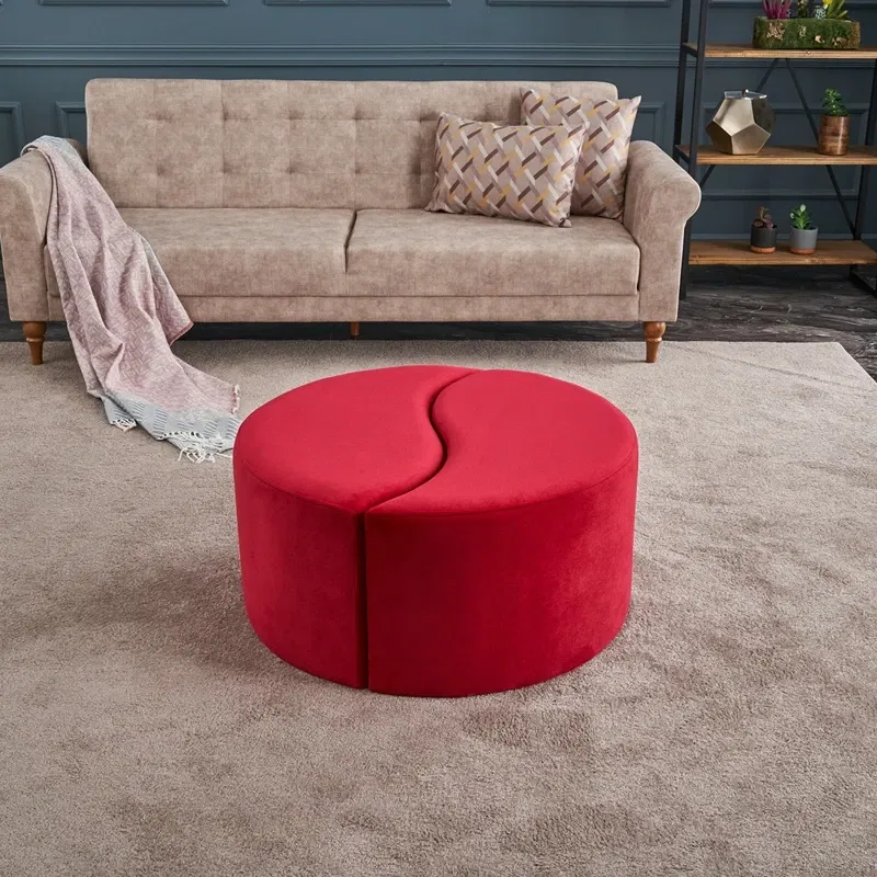 Puf Alis, rosu, catifea premium, confortabil si elegant [1]