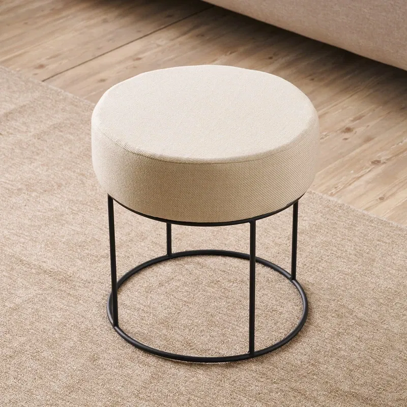 Puf Didim, rotund, crem, cu picioare metalice, confortabil si elegant [6]