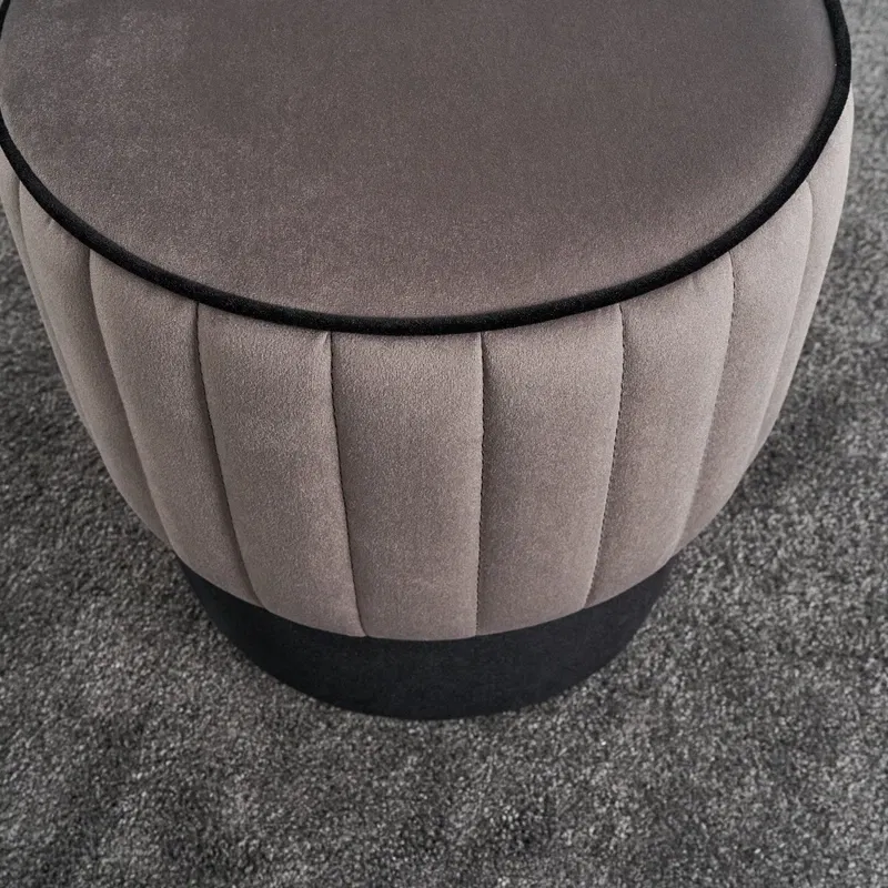 Puf Rose, gri, catifea, baza din lemn, confortabil si elegant [3]