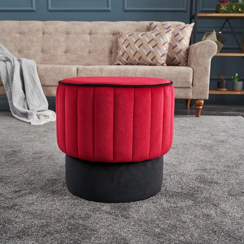 Puf Rose, rosu, catifea, baza din lemn, modern si rafinat [2]