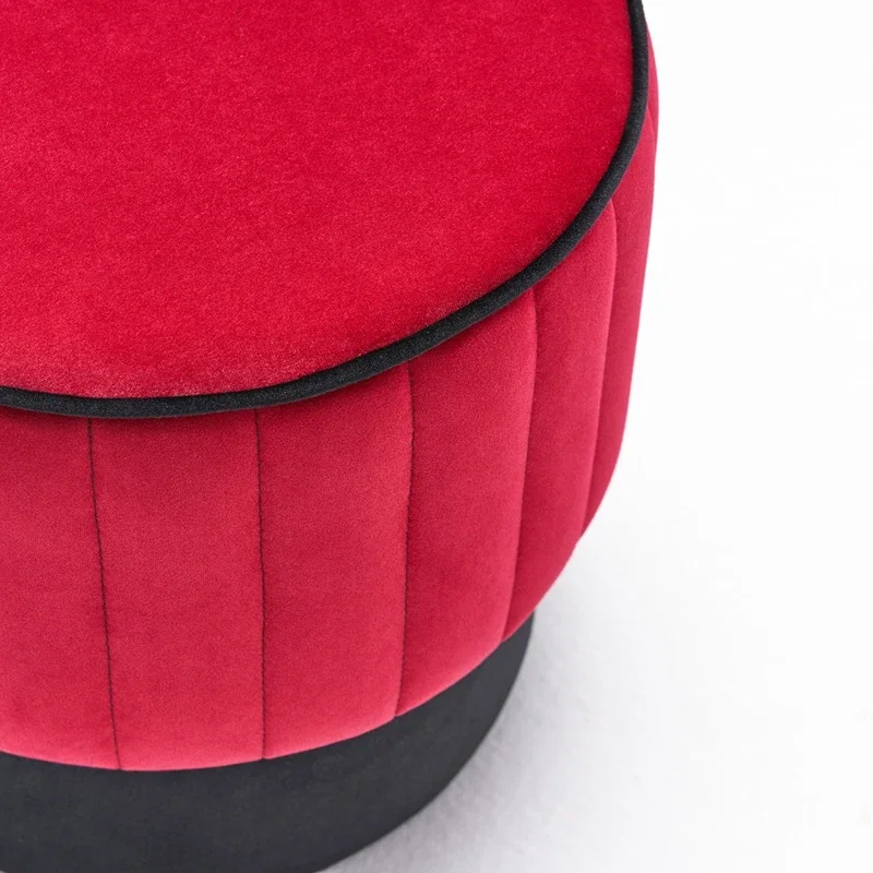 Puf Rose, rosu, catifea, baza din lemn, modern si rafinat [4]