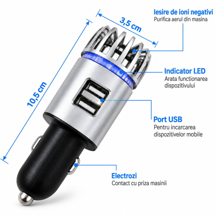 Purificator auto cu incarcator dual port USB [27]