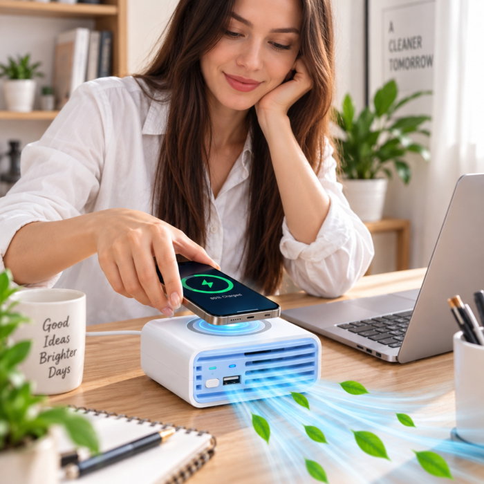 Purificator de aer wireless 3 in 1 Albastru [2]