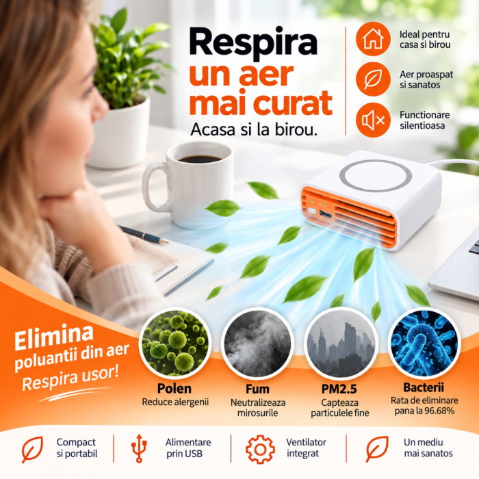 Purificator de aer wireless 3 in 1 Portocaliu [8]