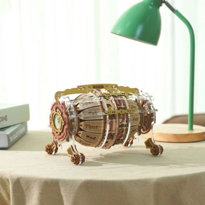 Puzzle 3 Ceas Calendar Masina Timpului, Mecanic, Robotime [2]