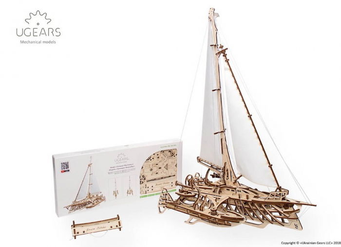 Puzzle 3D Barca Trimaran din lemn Ugears [11]