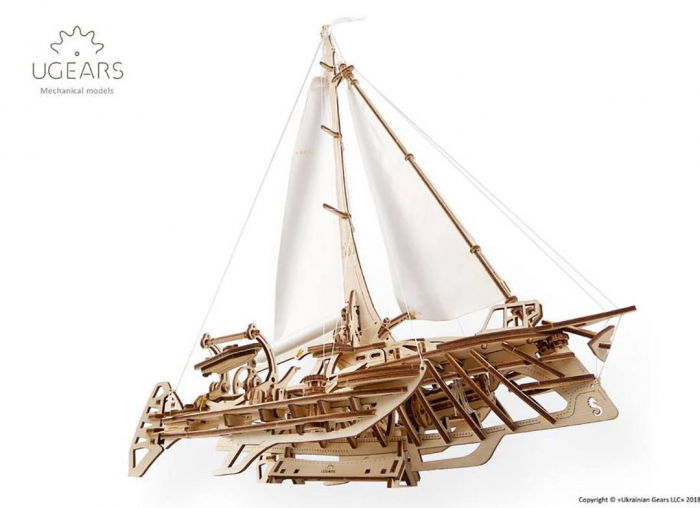 Puzzle 3D Barca Trimaran din lemn Ugears [10]