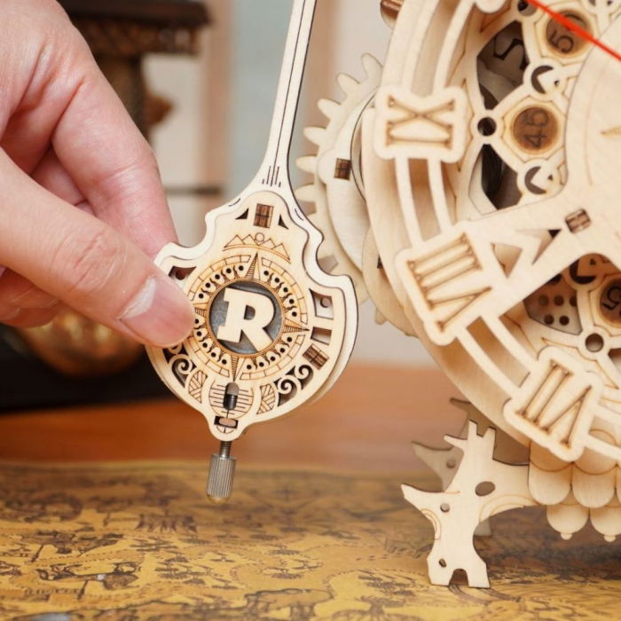 Puzzle 3D Ceas Bufnita, Lemn, Robotime [8]