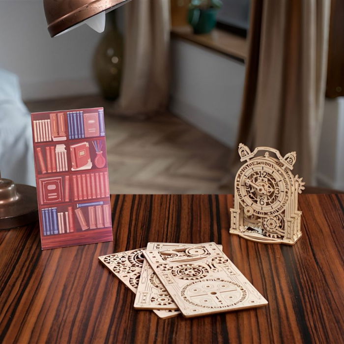 Puzzle 3D Ceas cu alarma Vintage din lemn, Ugears [4]