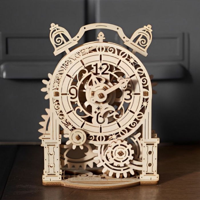 Puzzle 3D Ceas cu alarma Vintage din lemn, Ugears [3]