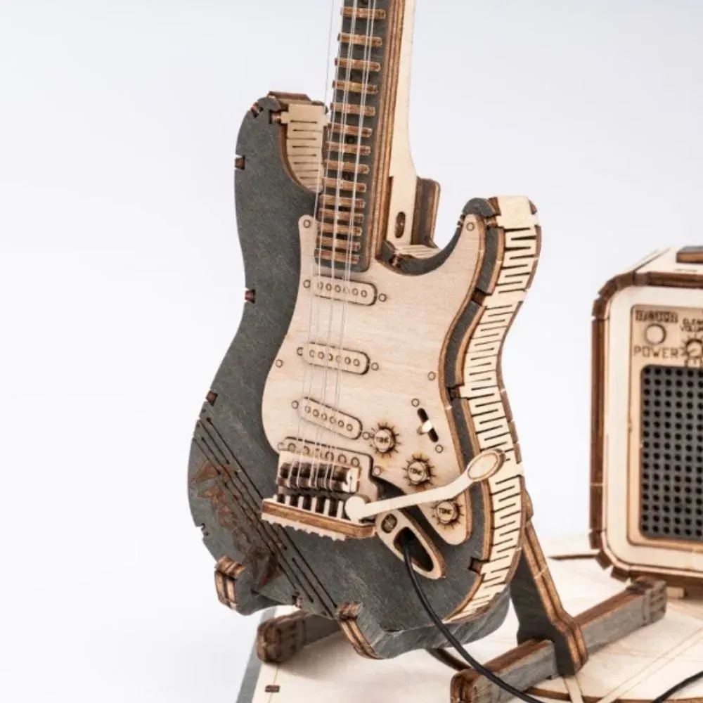 Puzzle 3D Chitara electrica Retro din lemn Robotime [4]